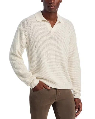 Frame Textured Polo Sweater In White
