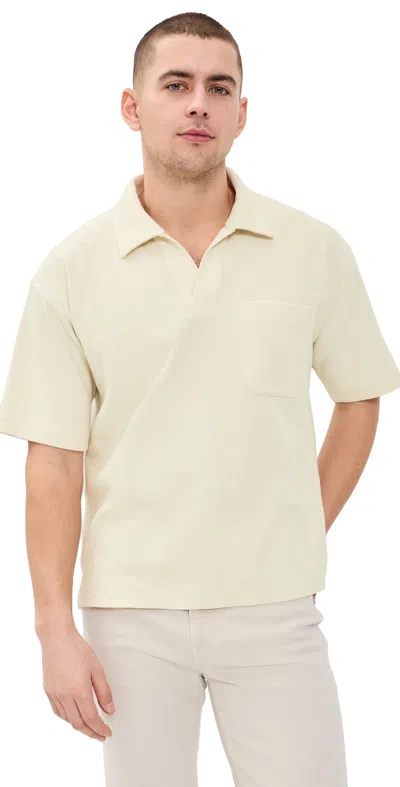 Frame Textured Polo Top Light Stone In Neutral