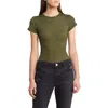 Frame Mesh-lace Crewneck Baby Tee In Surplus