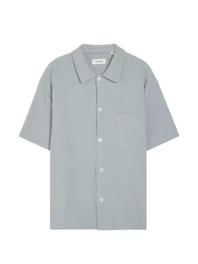 Frame Textured Short-sleeve Shirt In Blue