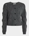 Frame Textured Stitch Wool Cardigan In Dark Gris Heather