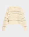Frame Textured Stripe Sweater In Cream Multi