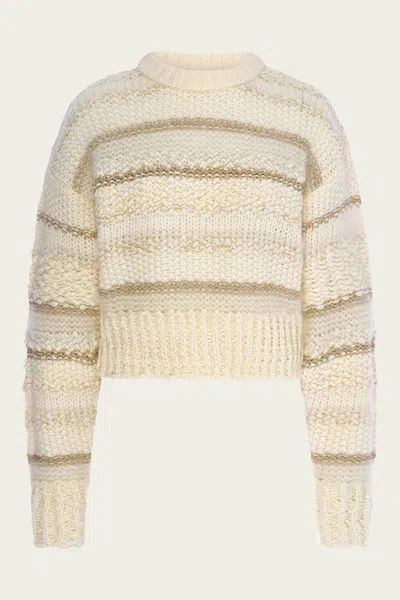 Frame Textured Stripe Sweater In Cream Multi In Neutral