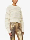 Frame Textured Stripe Sweater In Cream Multi In White