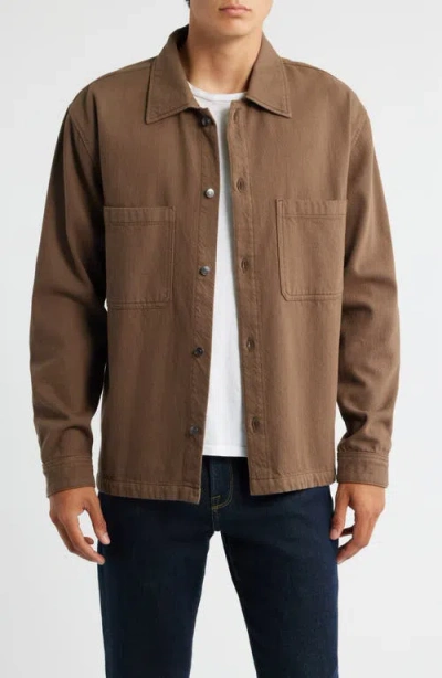 Frame Textured Terry Double Pocket Overshirt In Gold