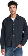 FRAME TEXTURED TERRY DOUBLE POCKET RELAXED SHIRT NAVY