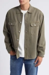 Frame Men's Cotton Terry Overshirt In Smokey Olive