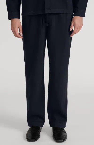 Frame Textured Terry Travel Pants In Dark Navy