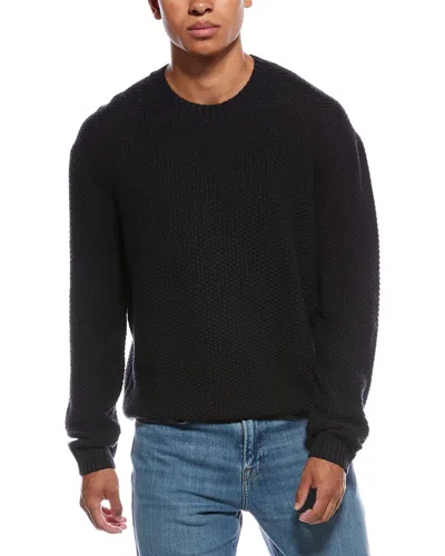 Frame Textured Wool & Cashmere-blend Crewneck Sweater In Blue