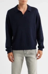 Frame Textured Polo Sweater In Blue