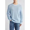 Frame Textured Wool Blend Crewneck Sweater In Blue