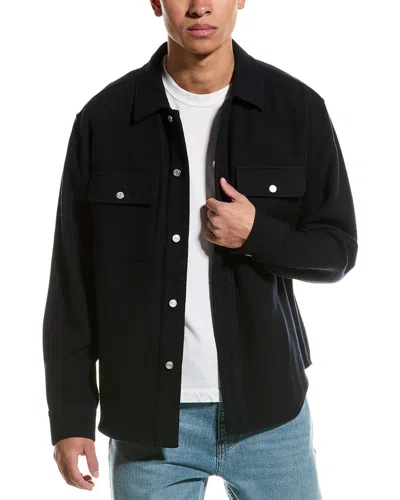 Frame Textured Wool-blend Overshirt Jacket In Blue