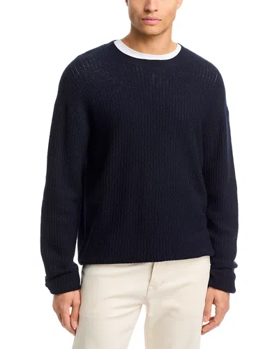 Frame Textured Wool Crewneck Sweater In Blue
