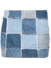 Frame The 70s Patchwork Denim Mini Skirt In Blue