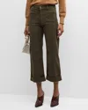 Frame The 70s Crop Corduroy Pants In Rich Military