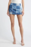 Frame The 70s Patchwork Denim Mini Skirt In Road Trip