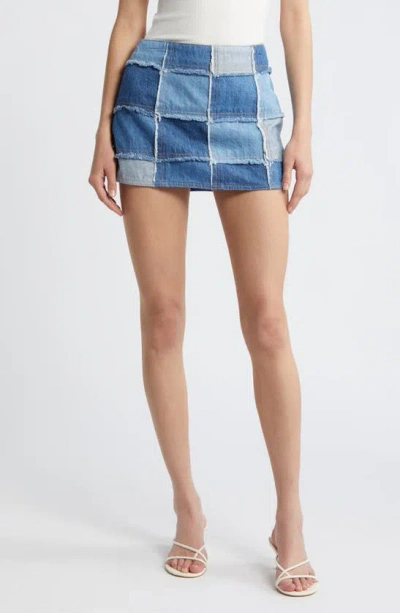 Frame The '70s Patchwork Denim Miniskirt In Road Trip