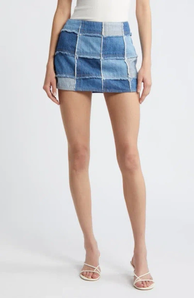 Frame The 70s Patchwork Denim Mini Skirt In Road Trip