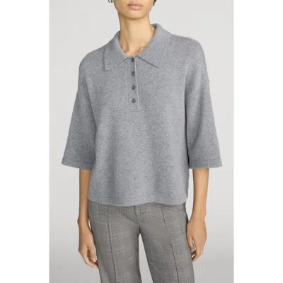 Frame The Academy Cashmere Polo Sweater In Graphite Grey