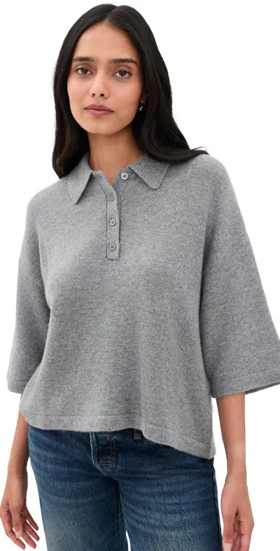 Frame Relaxed Knit Polo Cropped Short Sleeves In Neutral