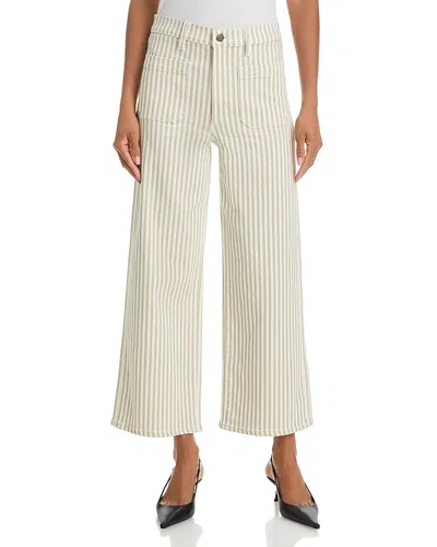 Frame The Anchor High Rise Ankle Jeans In Flax Stripe In White