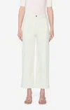 Frame The Anchor High Rise Subtle Wide Leg Pant In Seamist Stripe In White