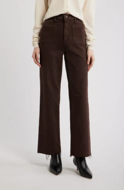 Frame The Anchor High Waist Raw Hem Wide Leg Jeans In Brown
