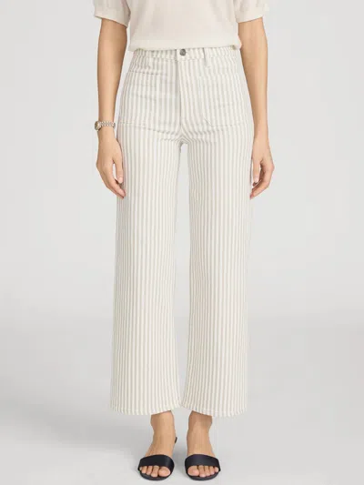 Frame The Anchor Pant In Flax Stripe In White