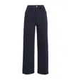 Frame Womens The Anchor Cropped Stretch-denim Jeans Navy Raw Fray In Blue