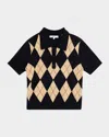 Frame The Argyle Short-sleeve Polo Sweater