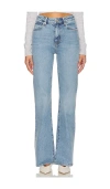 Frame Light Blue High-waisted Straight Ankle Jeans Le Jane In Blue