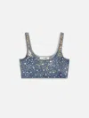 Frame The Champagne Sequin Denim Crop Top In Blue