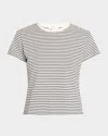 Frame Womens Navy Multi Baby Striped Cotton T-shirt In Gray