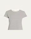Frame Womens Navy Multi Baby Striped Cotton T-shirt In Gray