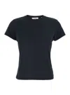 Frame 'the Baby Tee' Black Crewneck T-shirt In Cotton Woman In Black