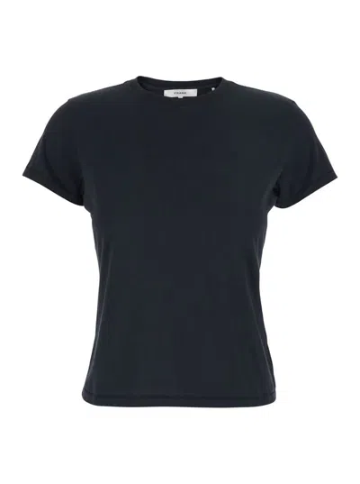 Frame 'the Baby Tee' Black Crewneck T-shirt In Cotton Woman