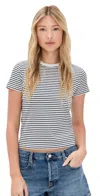 Frame Womens Navy Multi Baby Striped Cotton T-shirt In Gray