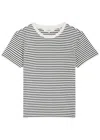 Frame Womens Navy Multi Baby Striped Cotton T-shirt In Gray