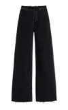 Frame Le Palazzo Cropped Raw Hem Jeans In Black