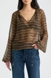 Frame The Balloon Silk Blend Blouse In Multi