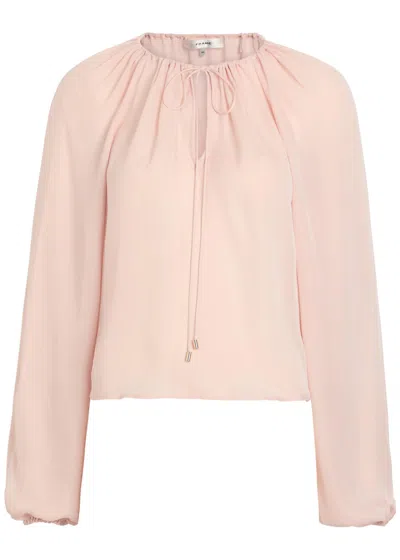 Frame The Balloon Silk Blouse In Pink
