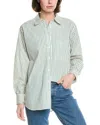 Frame Cutaway Collar Vertical Stripes Shirt In Green
