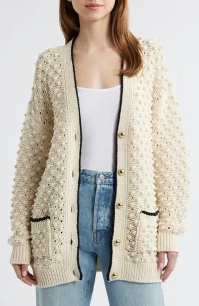 Frame Womens Cream The Bauble V-neck Cotton-knit Cardigan In White