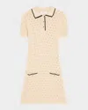 Frame The Bauble Piped Open-knit Cotton Mini Dress