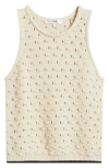 Frame The Bauble Open Knit Cotton Sweater In Cream