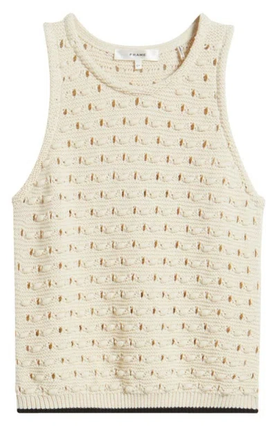 Frame The Bauble Open Knit Cotton Sweater In Cream