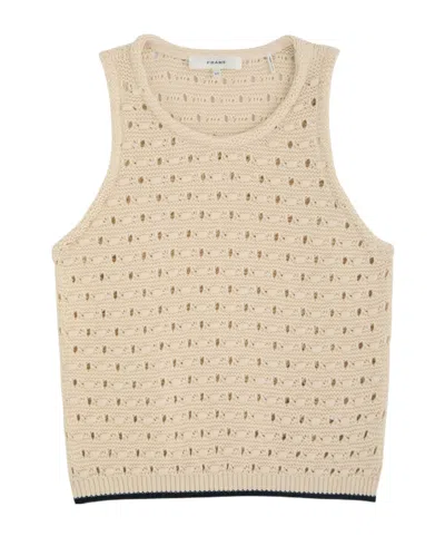 Frame The Bauble Open-knit Tank In Nude