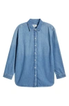 Frame The Beach Oversize Denim Button-up Shirt In Beach Clean