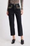 Frame The Beaded Hang Cropped Straight Leg Jeans