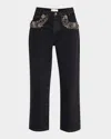 Frame The Beaded Hang Cropped Straight Leg Jeans In Portia